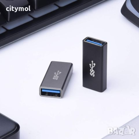 USB 3.0 женски към женски адаптер, съединител за свързване на два мъжки USB, снимка 2 - Кабели и адаптери - 45465221