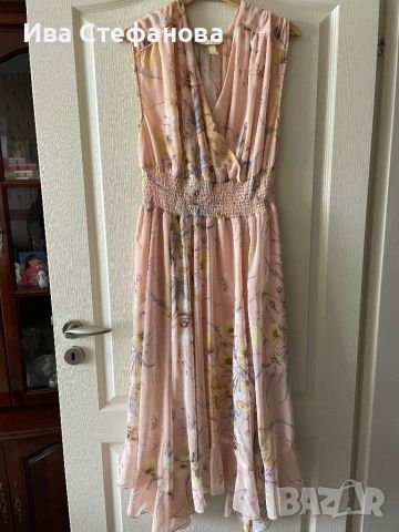 Разкошна нова  лятна елегантна ежедневна рокля нежен флорален принт цветя прасковена праскова H&M hm, снимка 7 - Рокли - 40721588