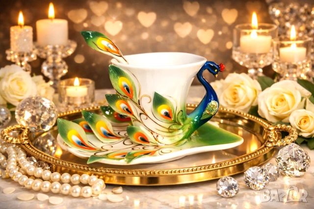 Чаши с цветя от костен порцелан за миялна машина, снимка 13 - Подаръци за жени - 24563758