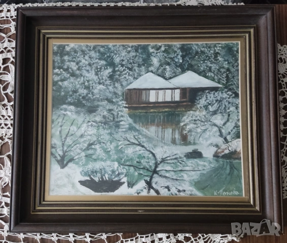 Маслени картини морски пейзаж по залез, зимен пейзаж, снимка 3 - Картини - 53863578