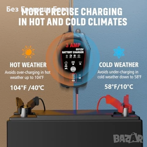 Ново Зарядно за акумулатор 6V/12V 3A LiFePO4 AGM GEL EFB интелигентно за кола мотор лодка ATV, снимка 5 - Друга електроника - 54104614