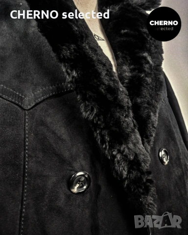 C&A дълго двуредно мъжко кожено палто от естествен велур с кожена яка – размер L , снимка 17 - Якета - 53668334