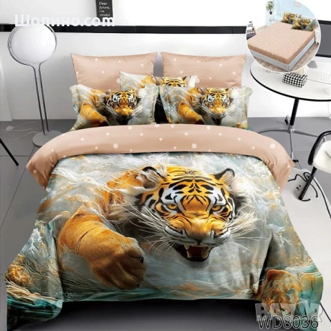 Флорален комплект с ластик, 100% памук  , снимка 4 - Спално бельо - 54111985