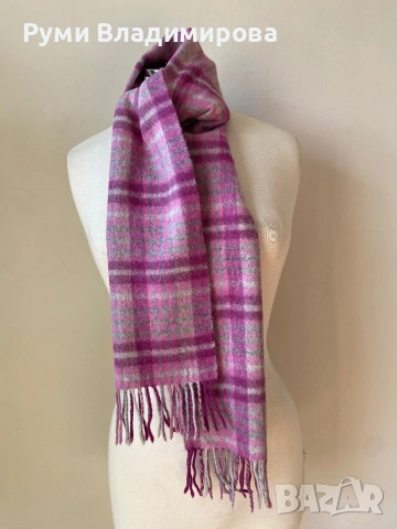 Кариран, лилав мъжки шал Ballantrae от 100 % вълна, снимка 2 - Шалове - 53868897