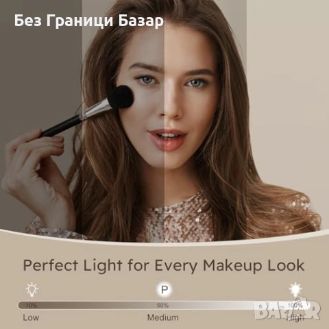 Ново Hollywood Голямо огледало за грим с осветление 3 режима 360° 50x42 см 15 крушки, снимка 4 - Други стоки за дома - 54230564