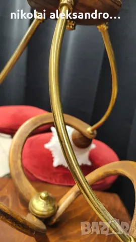 полилей дърво и месинг , снимка 5 - Антикварни и старинни предмети - 50048691