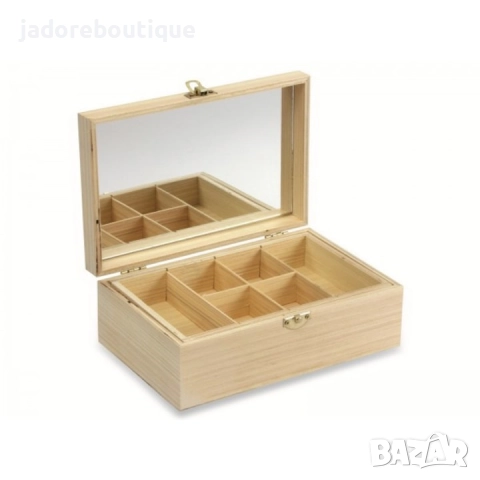Заготовка Дървена кутия за бижута с огледало, снимка 3 - Декорация за дома - 52397993