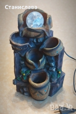 Декоративен воден фонтан с LED светлини и кристална топка