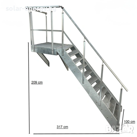 Метално стълбище с площадка 11 стъпала | За монтаж към стена | Поцинковано, снимка 5 - Други - 54236259