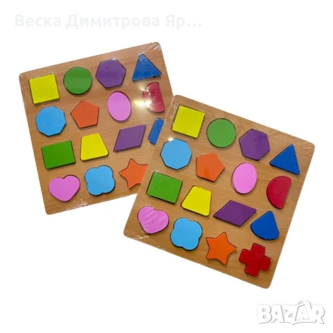 Дървена играчка с 16 цветни формички – Пъзел игра за деца, снимка 2 - Образователни игри - 51147480