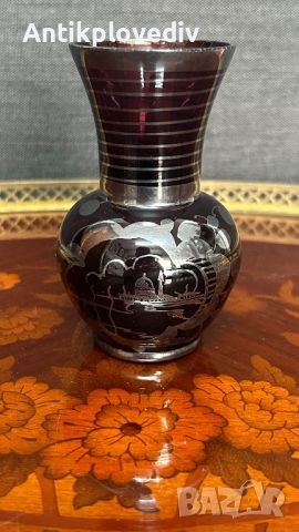 Кристална ваза Bohemia със сребро, снимка 2 - Вази - 45335020