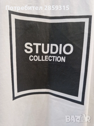 Спортно-елегантна дамска тениска - бяла с черна щампа и пайети, размер S, снимка 8 - Тениски - 52155903