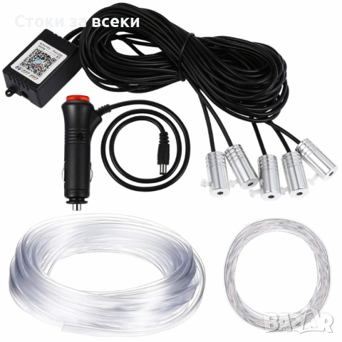 RGB LED осветление за интериора на автомобила с Bluetooth управление и музикален режим A6139, снимка 2 - Аксесоари и консумативи - 53258208