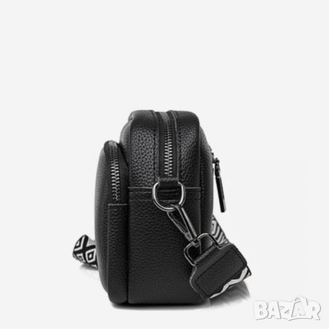 Малка дамска чанта от естествена кожа Black 1225, снимка 6 - Чанти - 45352715