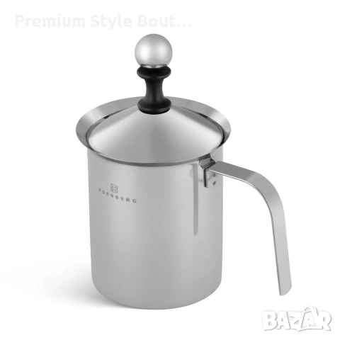 Ръчен уред за разпенване на мляко Edenberg, неръждаема стомана, мерителна скала, 400мл / 800мл, снимка 5 - Други - 53626799