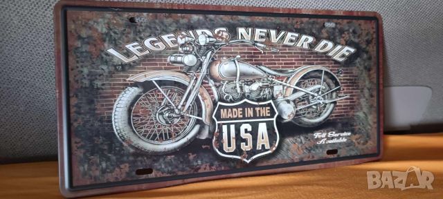 Legends Never Die, Made in The USA,Full Service Avalaible-метална табела -тип регистрационен номер, снимка 3 - Аксесоари и консумативи - 45794192