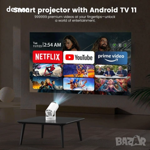 Преносим мини проектор, интелигентен 4K проектор с вградени приложения, снимка 2 - Плейъри, домашно кино, прожектори - 54040146