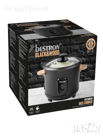 Bestron ARC100BW Уред за приготвяне на ориз и зеленчуци 1 L 400 W, черен, снимка 4 - Мултикукъри - 53873095