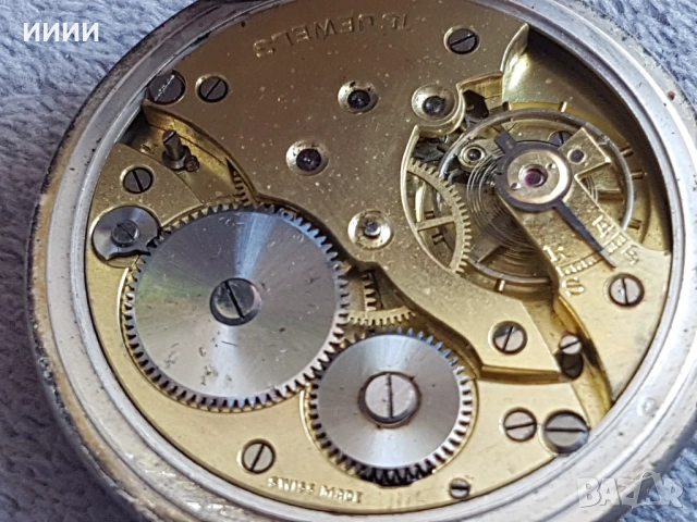 Сребърен джобен часовник с позлата , снимка 5 - Антикварни и старинни предмети - 53636251