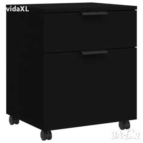 vidaXL Мобилен архивен шкаф с колела черен 45x38x54 см инженерно дърво（SKU:811521）, снимка 1 - Шкафове - 49580615