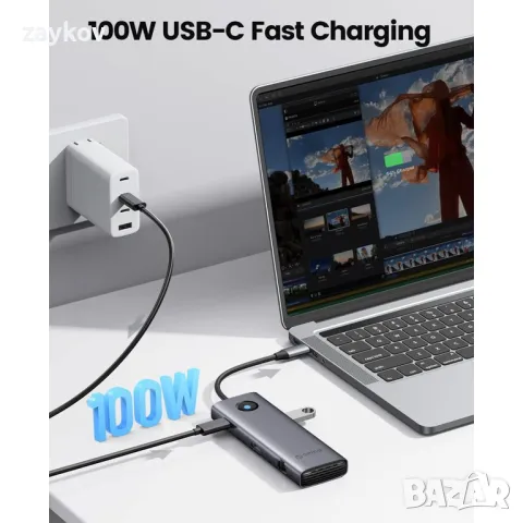 ORICO USB C докинг станция за лаптоп, 9 в 1 USB C хъб с 4K HDMI, 2.5G Ethernet, 100W, снимка 4 - Друга електроника - 46840729