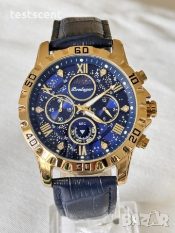 $299 MSRP Мъжки часовник POEDAGAR – кварцов, хронограф, водоустойчив златист син нов , снимка 6 - Мъжки - 53751015