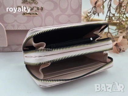 Coach Розова Кожена Дамска Чанта + Портмоне, снимка 4 - Чанти - 53486882