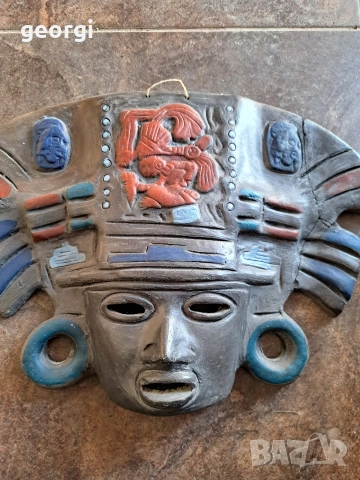 ацтекска керамична маска 32/3, снимка 4 - Декорация за дома - 53141817