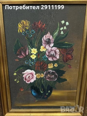 Маслена картина – цветя, снимка 4 - Картини - 54269340
