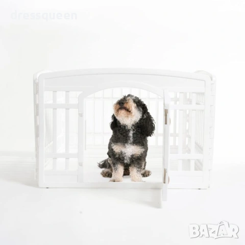 4486 Пластмасова кошара за кучета с 4 панела – Бяла, 91x91x60 см, снимка 10 - За кучета - 53877153