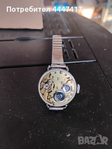 Швейцарски сребърен часовник с ниело !, снимка 2 - Дамски - 52428213