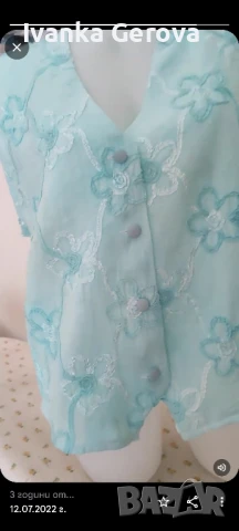 Дамска ленена блуза без ръкави, снимка 3 - Корсети, бюстиета, топове - 50983302