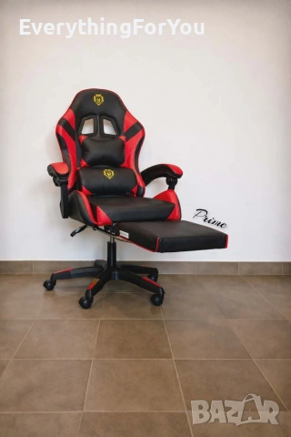 Удобен геймърски стол с поставка за крака и масажна лумбална възглавница, снимка 2 - Столове - 54143185