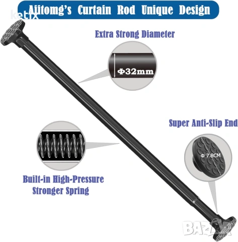 Телескопичен корниз за завеса, душ кабина с дължина 300 см, 32мм, снимка 3 - Други стоки за дома - 54057697