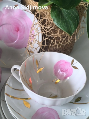 Руски порцелан сервиз за чай Дулево , снимка 4 - Сервизи - 52163595