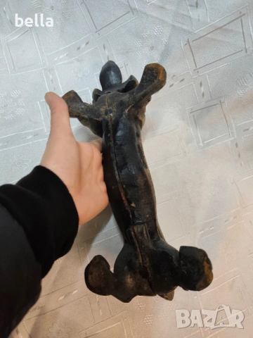Стара масивна английска чугунена стъргалка за обувки куче-дакел от началото на 1900 , снимка 5 - Антикварни и старинни предмети - 53058566