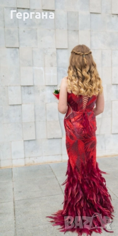 Бална рокля с пера, снимка 4 - Рокли - 52428214