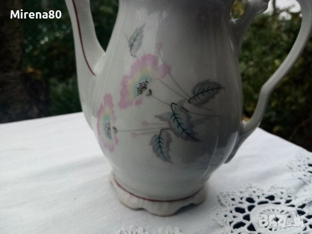 Чайник и каничка - стар български порцелан, снимка 2 - Антикварни и старинни предмети - 52565194