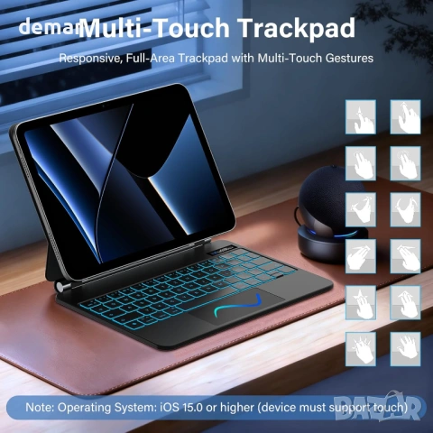 SZO Магнитен калъф с клавиатура за iPad 10-то поколение и iPad A16 11-то поколение 10.9/11 инча, снимка 7 - Таблети - 54027068