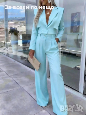 Елегантен Костюм Късо Сако С Панталон - Различни Цветове Код Pink20, снимка 4 - Костюми - 53809197