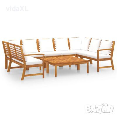 vidaXL Градински лаундж комплект с възглавници, 9 части, акация масив(SKU:3057775, снимка 1 - Градински мебели, декорация  - 45186425