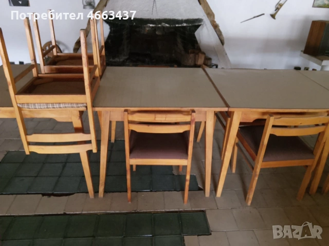 Масивна маса - парен бук с четири стола