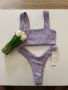 Нов бански костюм бикини  бразилиана рипс рипсен нежно люляково лилав сет от две части  комплект, снимка 1 - Бански костюми - 46008599
