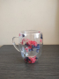 Стъклена чаша с двойно дъно и цветя, снимка 3