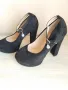 Черни велурени обувки  на ток и платформа, снимка 4
