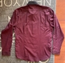 Мъжка риза Бордо с черна яка, slim fit, снимка 3