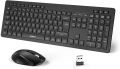 Комплект безжична клавиатура и мишка, 2,4 GHz USB клавиатура, мишка, пълен размер QWERTY клавиатура, снимка 1 - Клавиатури и мишки - 45372462
