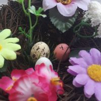 Декоративно гнездо с цветенца и яйца, снимка 3 - Декорация за дома - 45083655