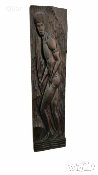Много голяма и изключително красива дърворезба, изобразяваща ловец., снимка 1