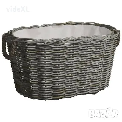 vidaXL Кошница за дърва за огрев с дръжки 59x42x28 см сива върба(SKU:286985), снимка 1